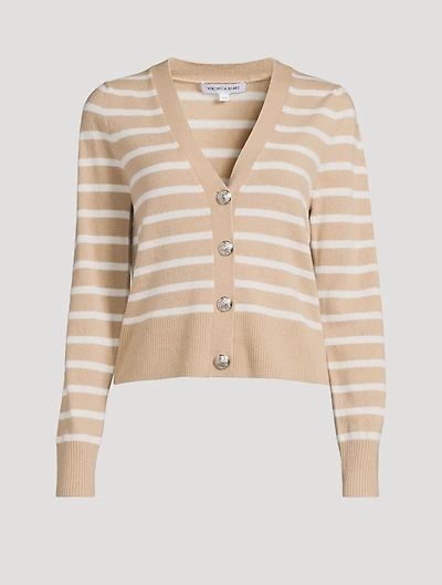 Solene Stripe Jacquard Cashmere Cardigan