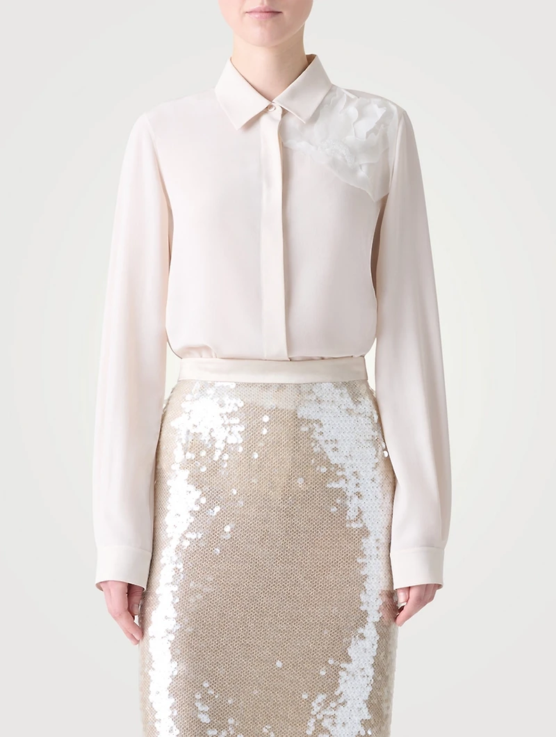 Long-Sleeve Shirt With 3D Anemone Appliqué