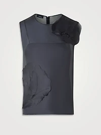 Sleeveless Blouse With 3D Anemone Appliqué