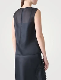 Sleeveless Blouse With 3D Anemone Appliqué
