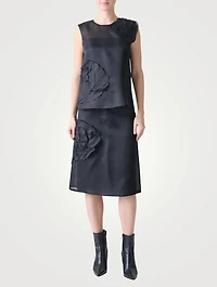 Sleeveless Blouse With 3D Anemone Appliqué