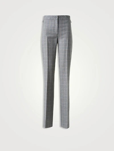 Carl Straight-Leg Trousers Plaid Print