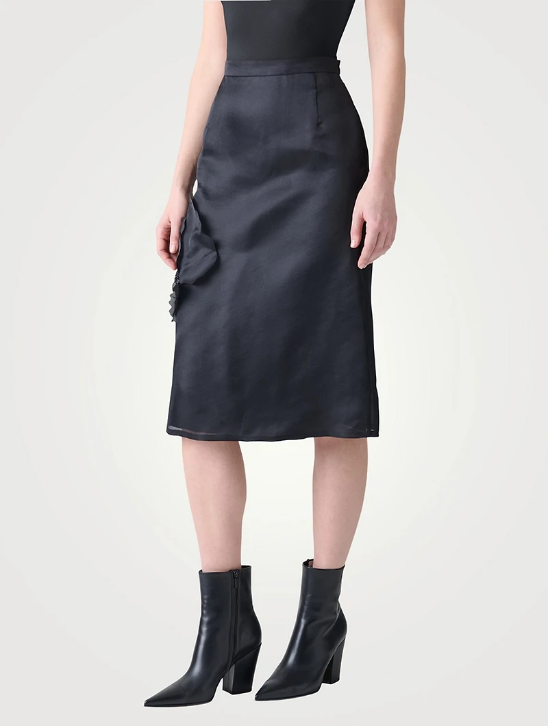 A-Line Skirt With 3D Anemone Appliqué