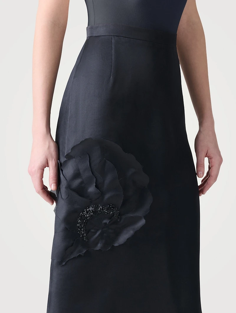 A-Line Skirt With 3D Anemone Appliqué