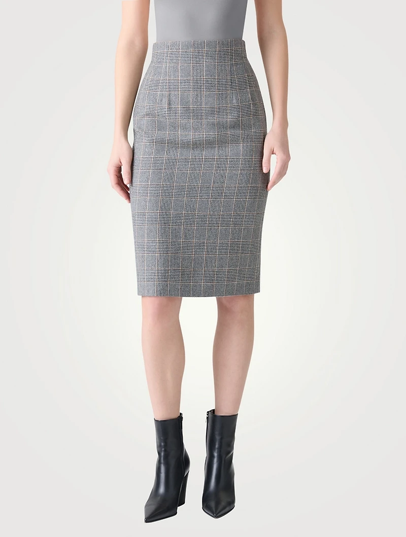 Pencil Skirt Plaid Print