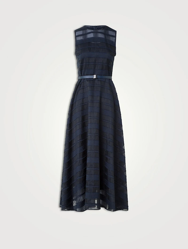 Belted Organza Midi Dress