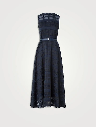 Belted Organza Midi Dress