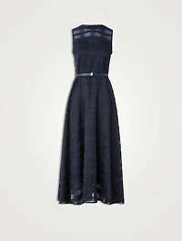 Belted Organza Midi Dress