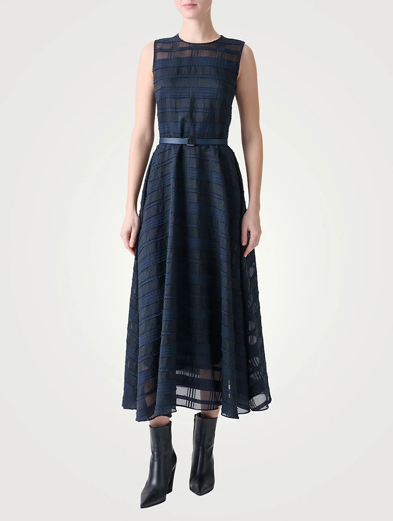 Belted Organza Midi Dress