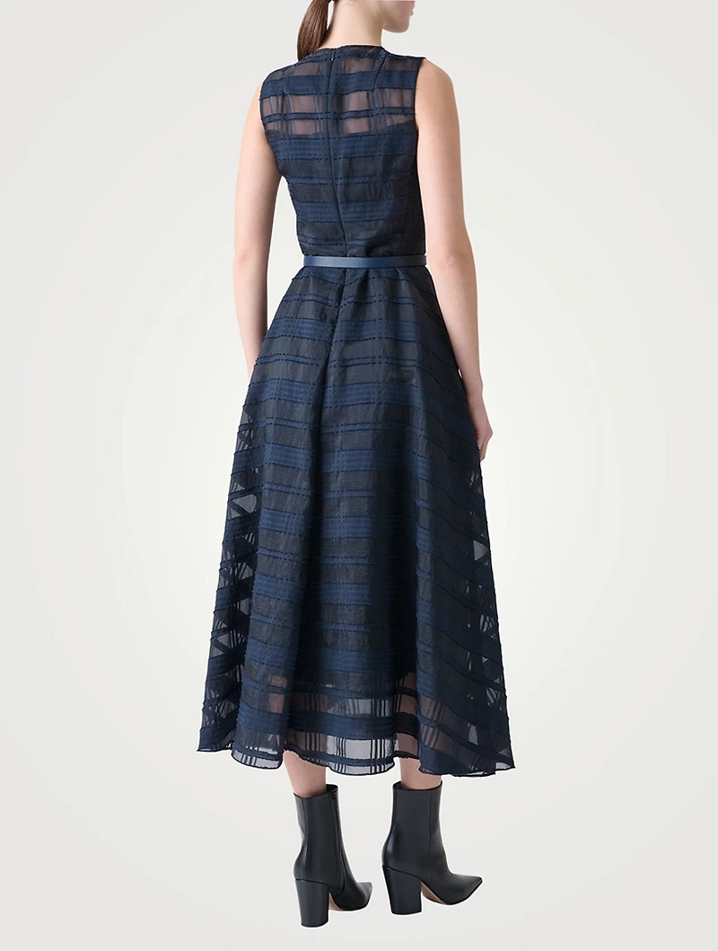 Belted Organza Midi Dress