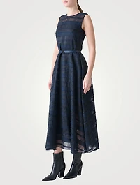 Belted Organza Midi Dress