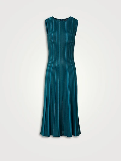 Plissé Knit Midi Dress