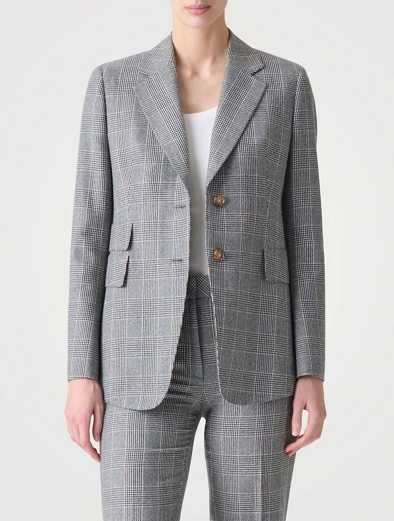 Arie Cashmere Blazer Prince Of Wales Print