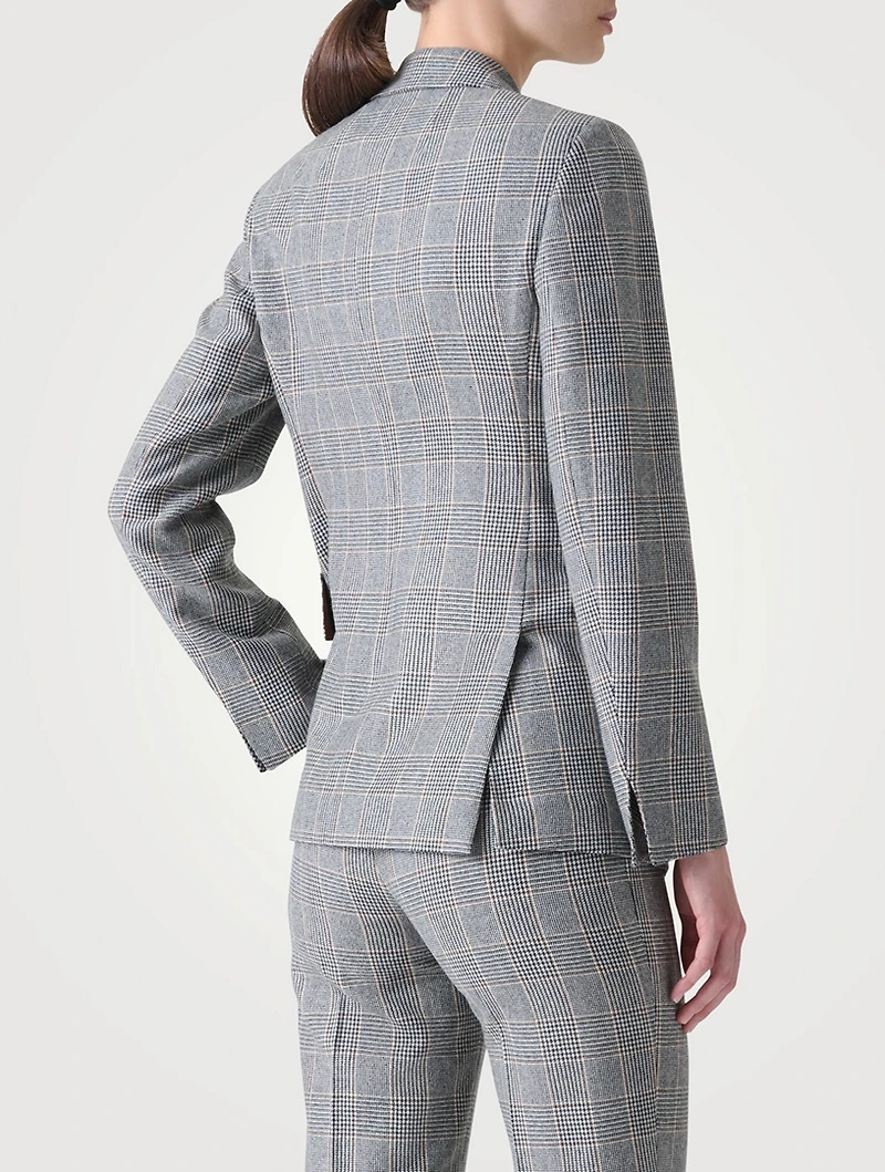 Arie Cashmere Blazer Prince Of Wales Print