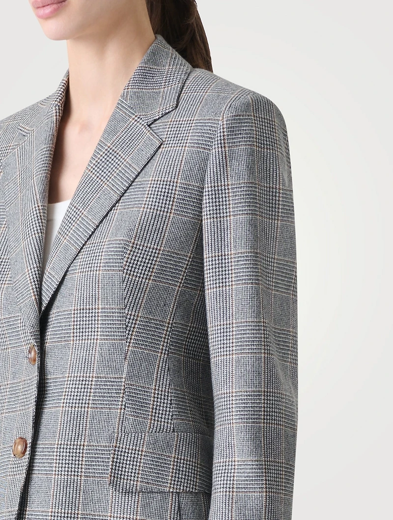 Arie Cashmere Blazer Prince Of Wales Print