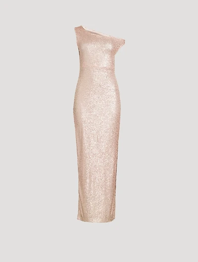 Off-The-Shoulder Sequin Gown