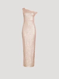 Off-The-Shoulder Sequin Gown