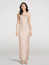 Off-The-Shoulder Sequin Gown