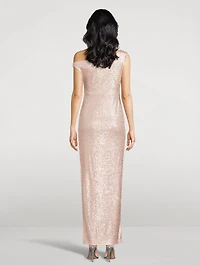 Off-The-Shoulder Sequin Gown