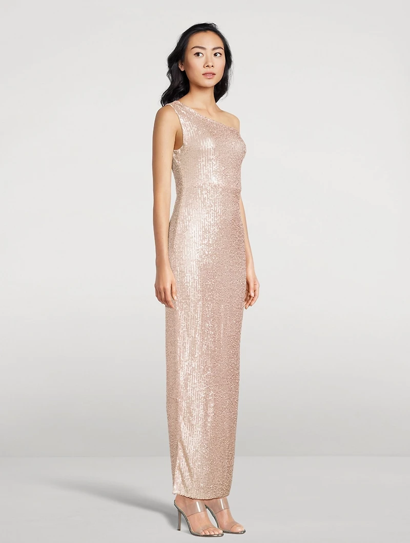 Off-The-Shoulder Sequin Gown