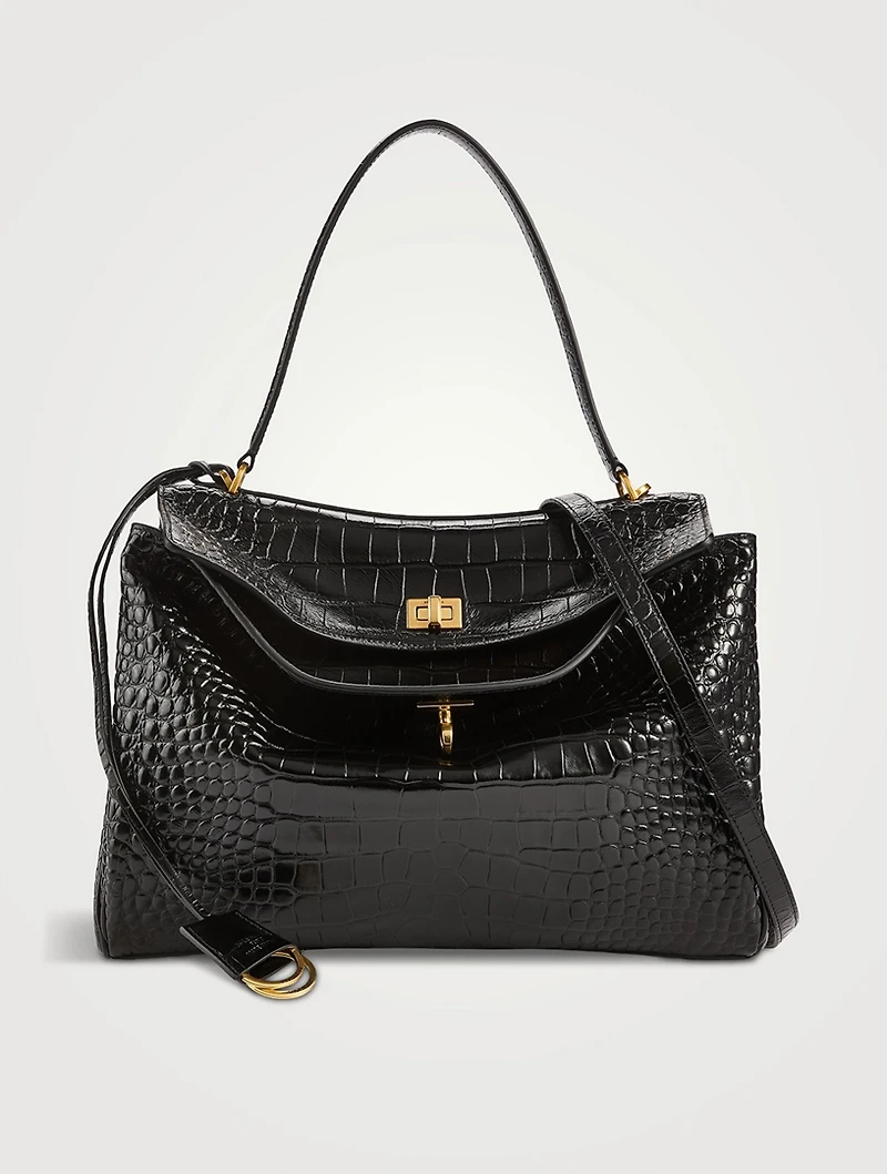 Rodeo Croc-Embossed Leather Satchel