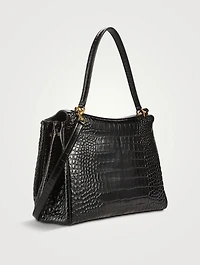 Rodeo Croc-Embossed Leather Satchel