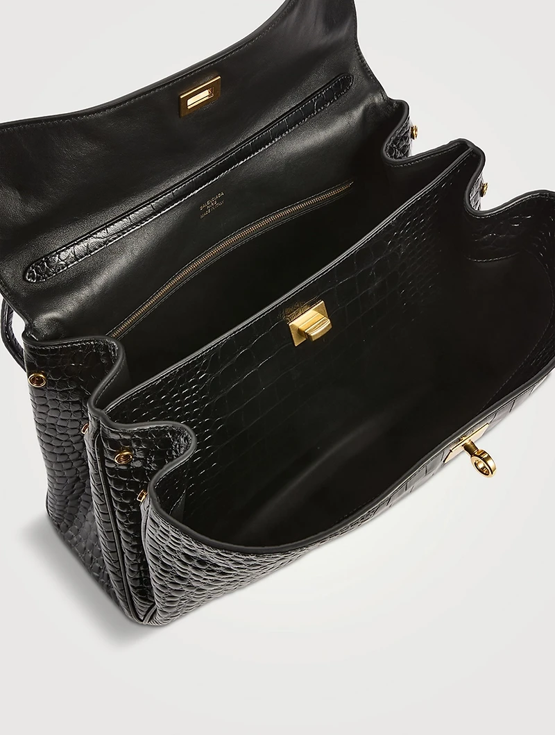 Rodeo Croc-Embossed Leather Satchel