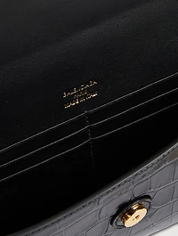 Hourglass Croc-Embossed Leather Clutch