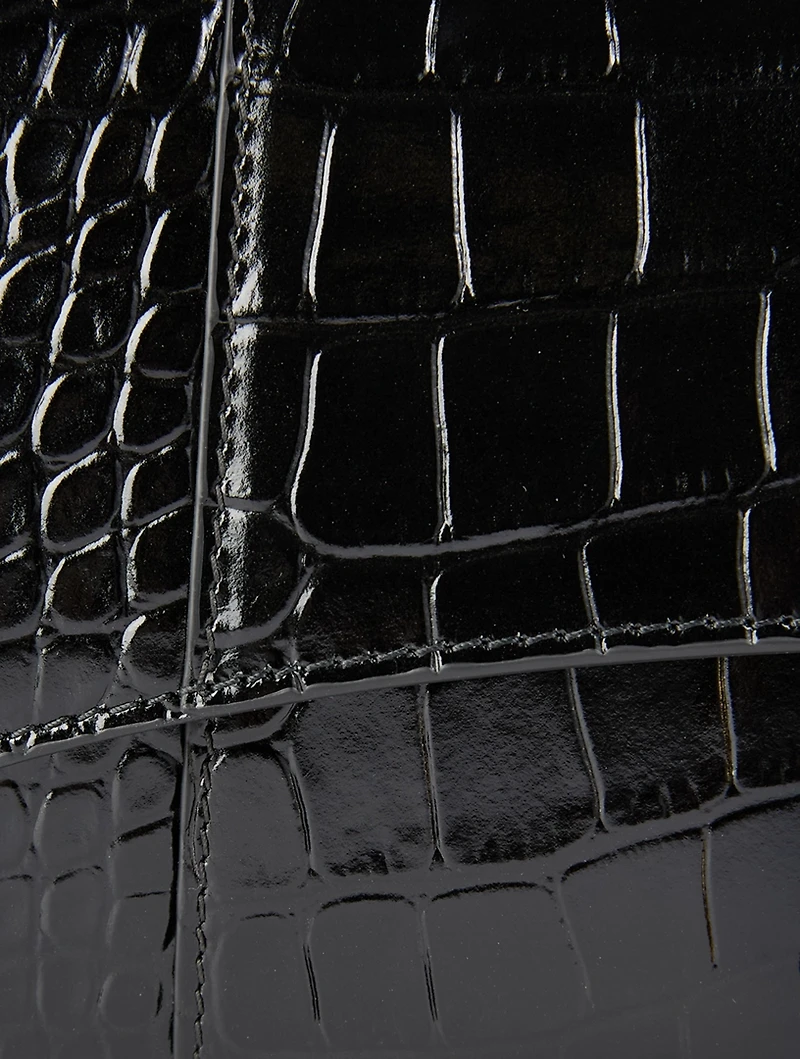 Hourglass Croc-Embossed Leather Clutch