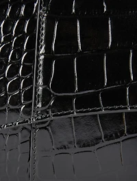 Hourglass Croc-Embossed Leather Clutch