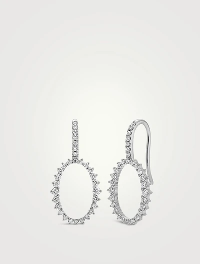 14K White Gold Graduated Oval Diamond Earrings