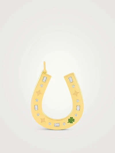 Jumbo 14K Gold Horseshoe Charm With Diamonds