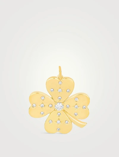 Jumbo 14K Gold Lucky Clover Charm With Diamonds