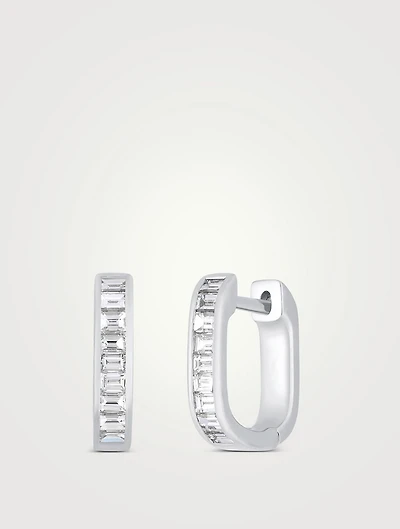 Jumbo Lola 14K White Gold Huggie Hoop Earrings With Diamonds