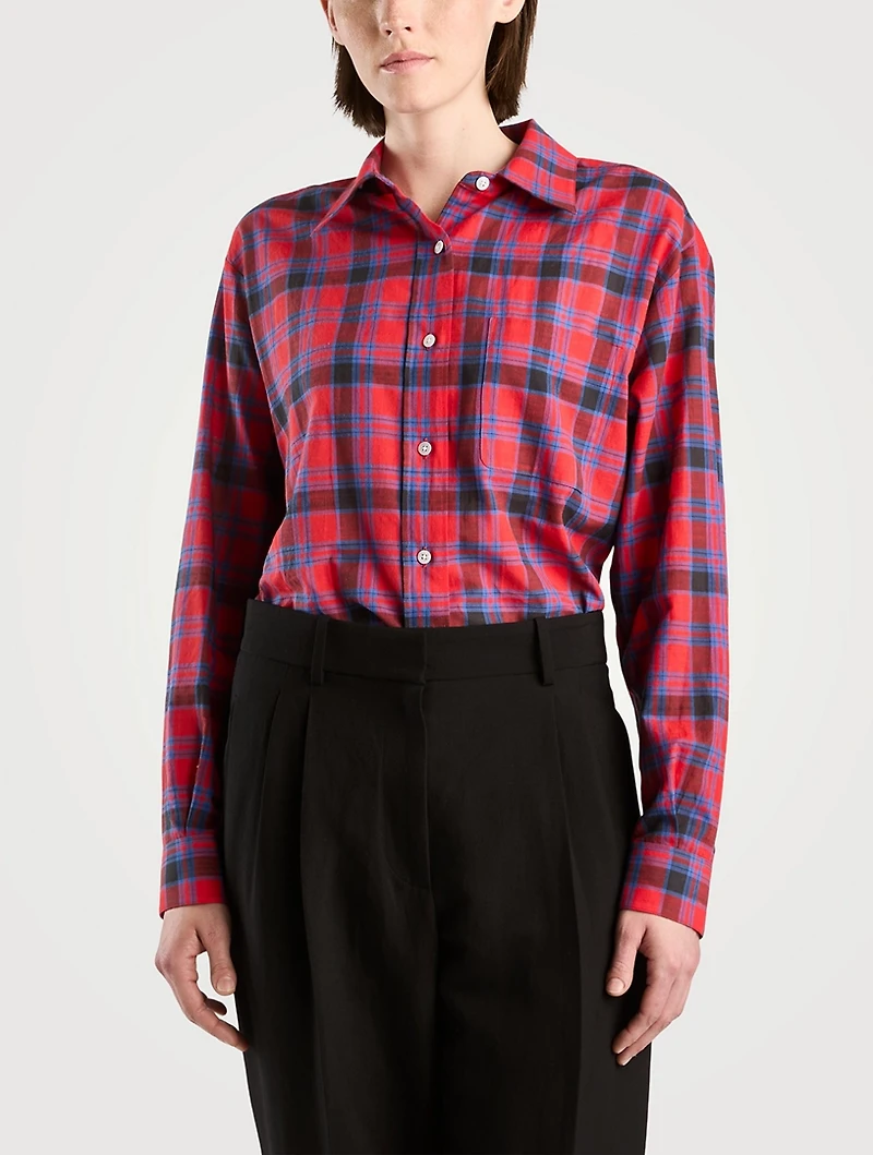Nesson Cotton Voile Shirt Plaid Print