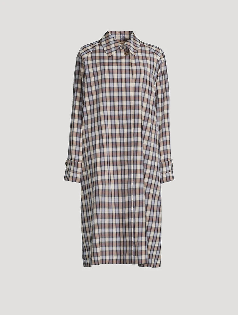 Tavishina Silk Cotton Coat Plaid Print