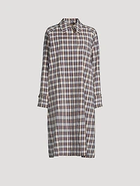 Tavishina Silk Cotton Coat Plaid Print