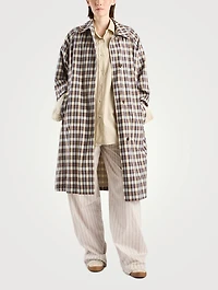 Tavishina Silk Cotton Coat Plaid Print