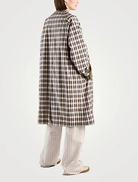 Tavishina Silk Cotton Coat Plaid Print
