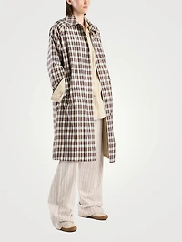 Tavishina Silk Cotton Coat Plaid Print