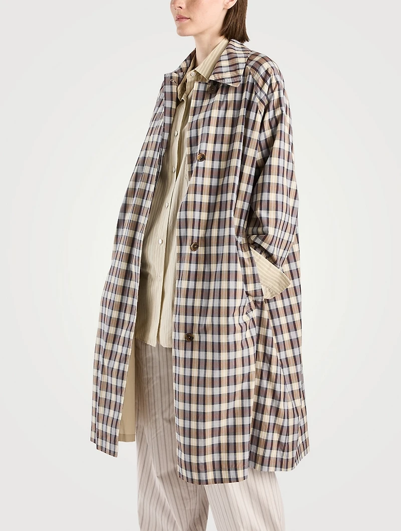 Tavishina Silk Cotton Coat Plaid Print