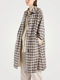 Tavishina Silk Cotton Coat Plaid Print