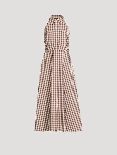 Mackey Halter Shirt Dress Gingham Print