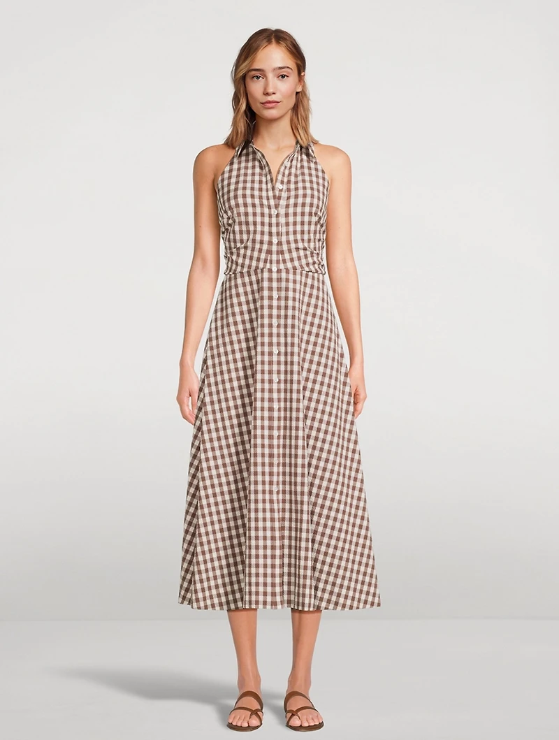 Mackey Halter Shirt Dress Gingham Print