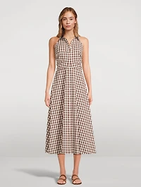 Mackey Halter Shirt Dress Gingham Print