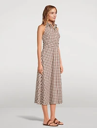 Mackey Halter Shirt Dress Gingham Print