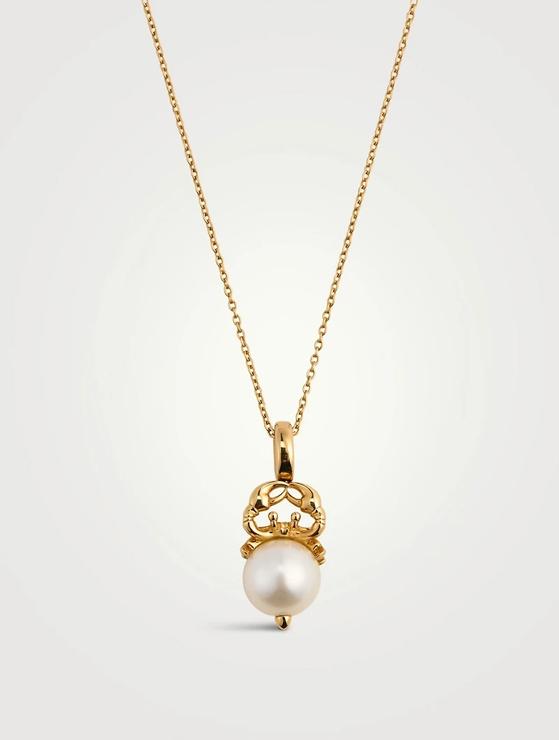 Cancer Astro 18K Gold Ball Chain Necklace With Pearl