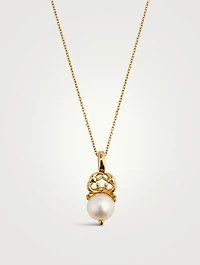 Cancer Astro 18K Gold Ball Chain Necklace With Pearl