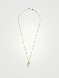 Cancer Astro 18K Gold Ball Chain Necklace With Pearl