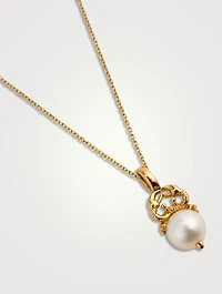 Cancer Astro 18K Gold Ball Chain Necklace With Pearl